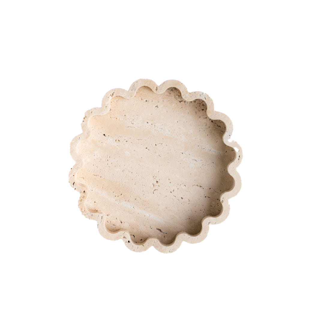 Travertine bowl ruffle large