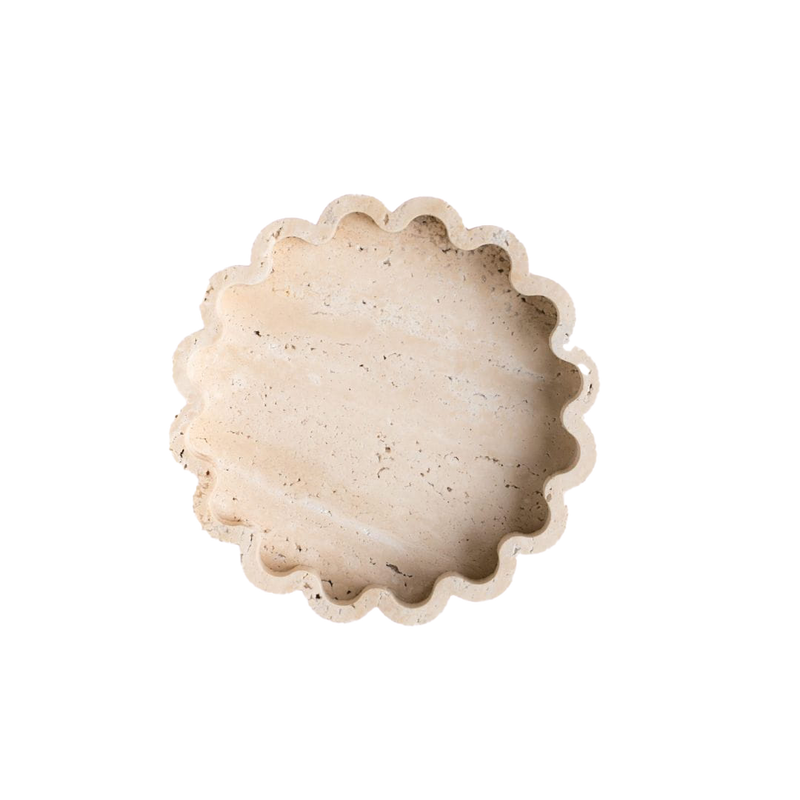Travertine bowl ruffle large