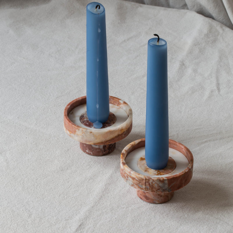 Rojo + Calacatta tondo candle holder